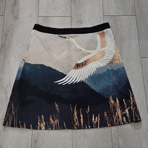 NWOT - Crane Scenic A-Line Skirt in Navy, Cream & Copper - Sz XL